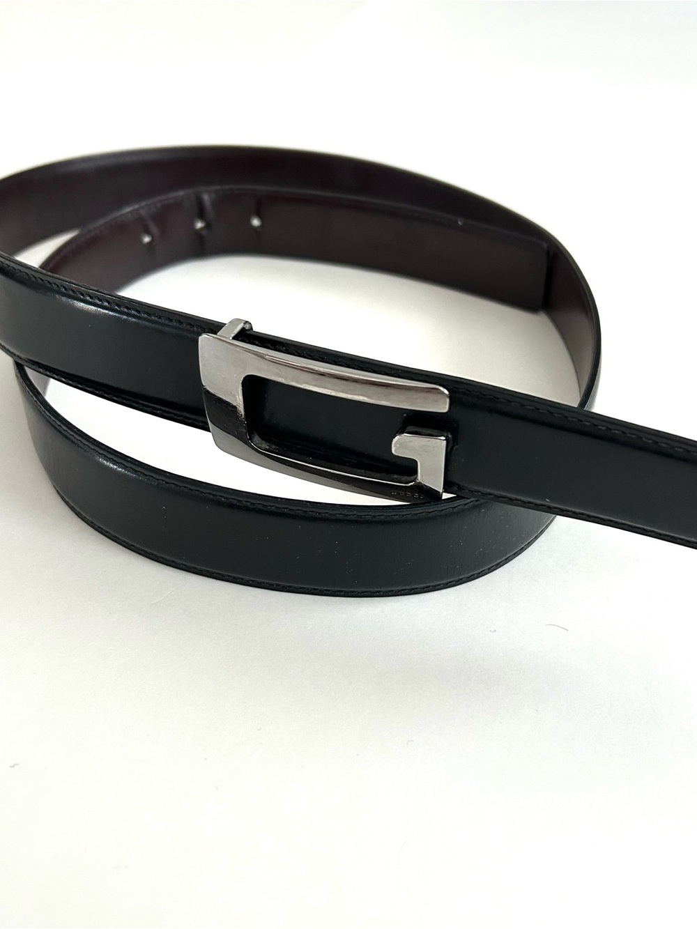 Gucci Square G Logo Buckle Leather Belt Black - Size 38 - Mens
